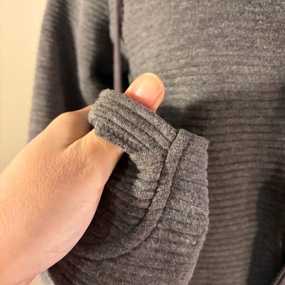 90 Degree by Reflex Gray Textured Funnel Neck Full-Zip Hoodie Thumbholes Size M - Picture 8 of 16